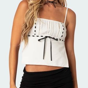 Edikted ribbon trim open back top